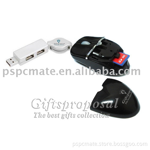 mouse with card reader and 2 port usb2.0 hub